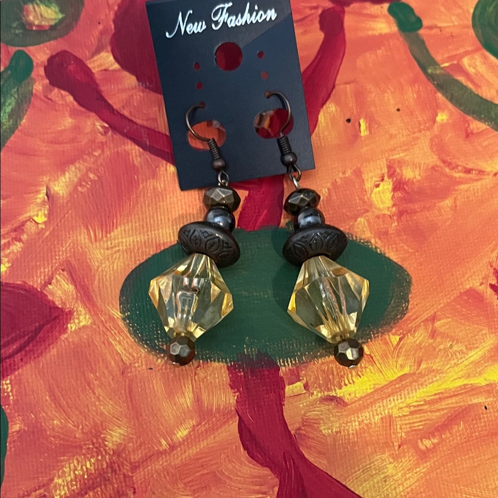 Gold and Brown Earrings